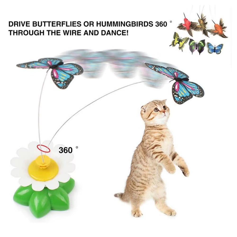 Exciting Electric Butterfly Cat Toy - Automatic Rotating Hummingbird for Endless Fun and Exercise!