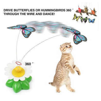 Exciting Electric Butterfly Cat Toy - Automatic Rotating Hummingbird for Endless Fun and Exercise!