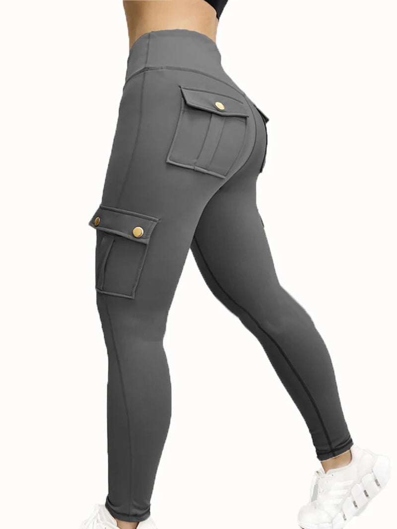Elevate Your Workout with Our Seamless High-Waist Yoga Cargo Leggings for Women – Stylish with Pockets and Hip Lifting Design!