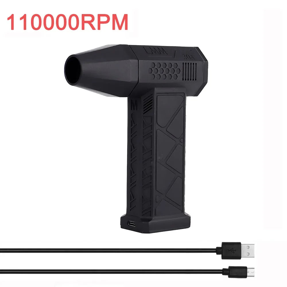 Mini Turbo Jet Fan Electric Air Duster with Adjustable Speed Settings (1 & 3 Gears), 130,000 RPM, 52 m/s - Car and Computer Cleaning Blower Tool Kit