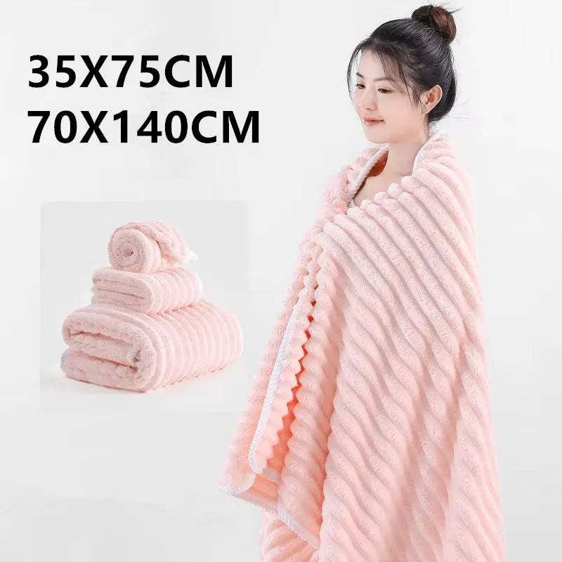 Luxurious Thick Coral Fleece Bath Towel - Ultra Absorbent & Quick Drying for Ultimate Comfort