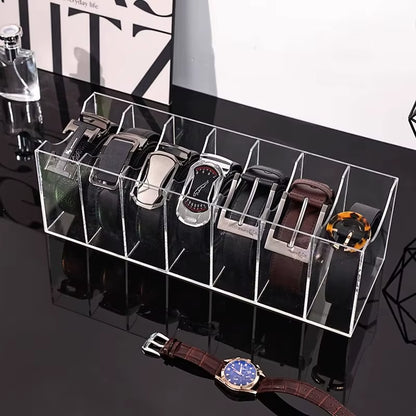 Transform Your Closet with the Stylish Acrylic Belt Organizer – Customizable Grids for Effortless Storage of Ties, Bow Ties, and Belts