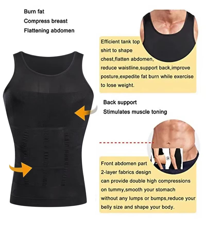 Transform Your Physique with Our Men's Slimming Compression Vest - The Ultimate Seamless Waist Trainer for Effective Belly Control and Weight Loss!