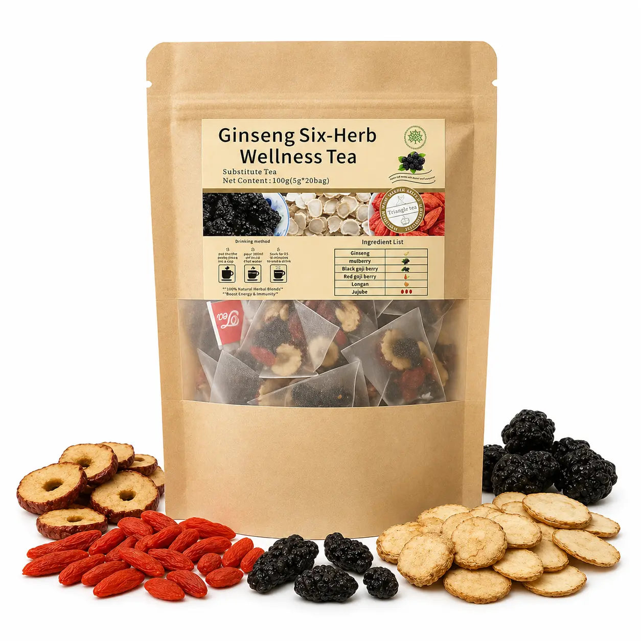 Revitalize Your Health with Organic Ginseng Eight Treasure Kidney Tea - A Natural Cleanse for Men & Women