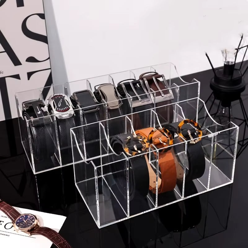 Transform Your Closet with the Stylish Acrylic Belt Organizer – Customizable Grids for Effortless Storage of Ties, Bow Ties, and Belts