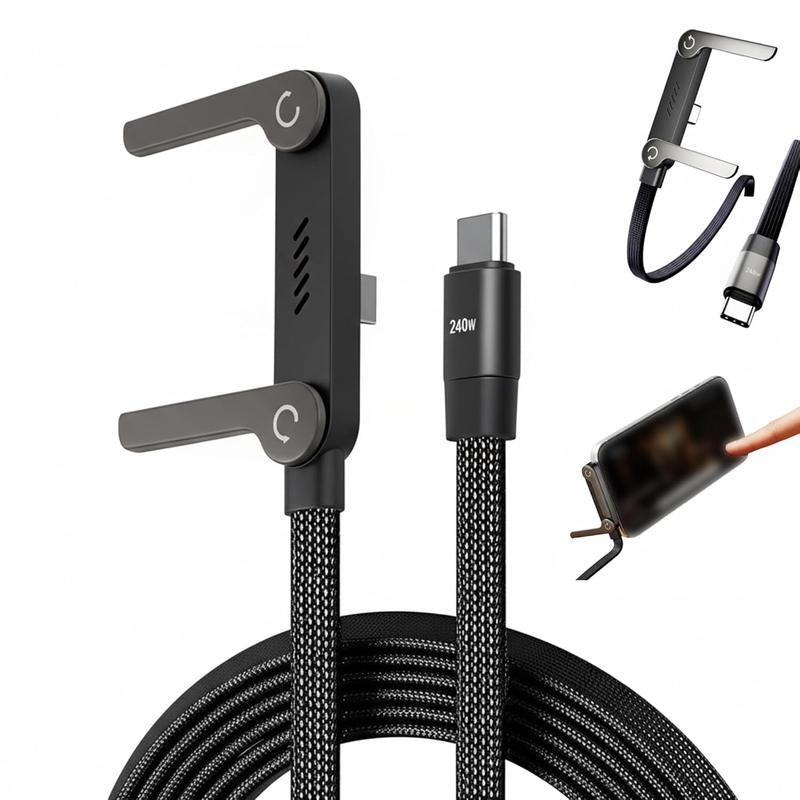Experience Ultimate Convenience with the Invisible Holder Charger Cable & Stand - 240W Super Fast Charging for Gaming, Office, and Travel