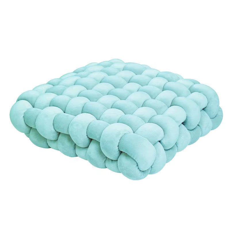 Soft Plush Knot Cushion for Living Room, Hand-Woven Solid Square Sofa Pillow, Woven Seat Cushion for Home Decor