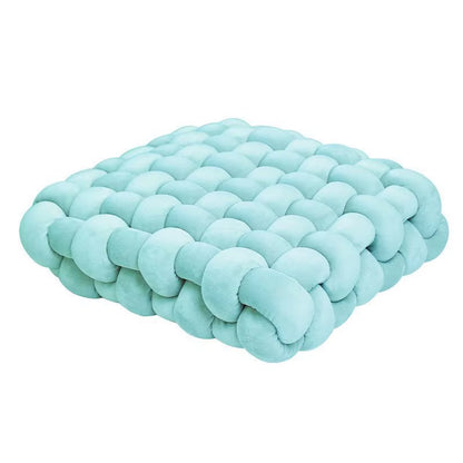 Soft Plush Knot Cushion for Living Room, Hand-Woven Solid Square Sofa Pillow, Woven Seat Cushion for Home Decor